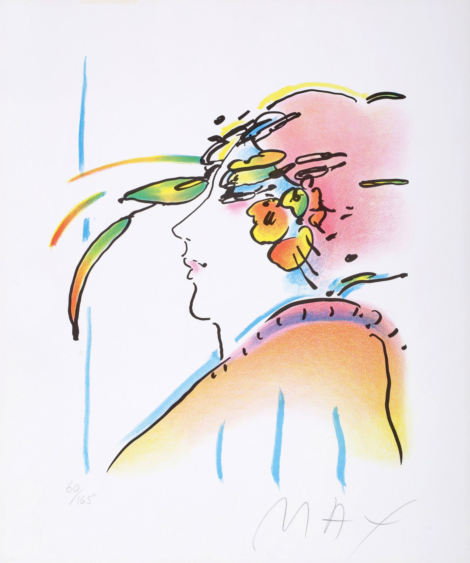 Peter Max LADY WITH FEATHERS Lithograph (1 of 6)