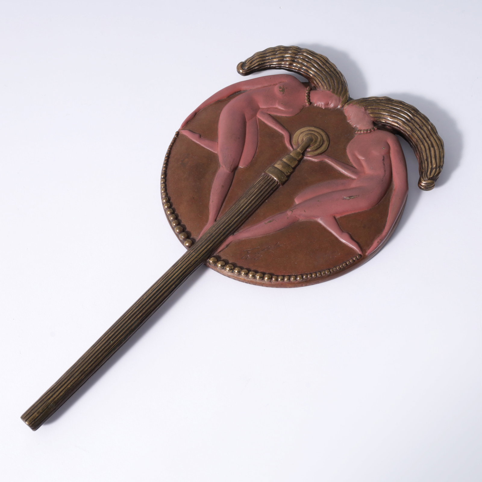 Erte LA JEUNE FILLE Bronze Hand Mirror, Limited Edition (1 of 7)