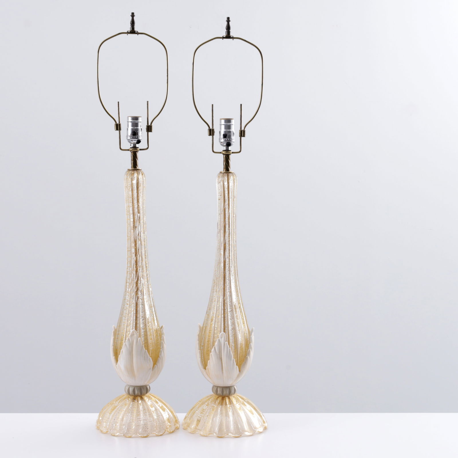 Pair of Barovier & Toso PASTA GLASS Table Lamps, Murano (1 of 5)