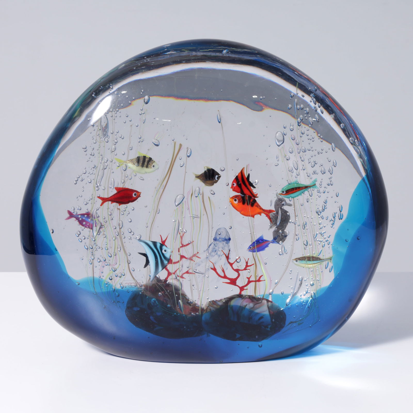 Large Elio Raffaelli AQUARIUM Sculpture, 16"W, Murano (1 of 13)
