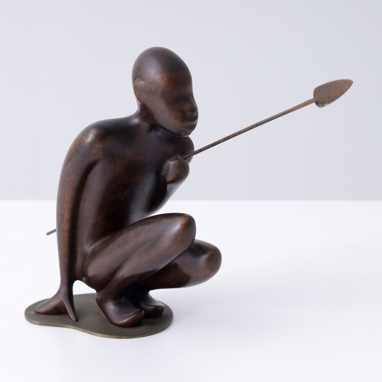 Werkstatte Hagenauer African Sculpture, 16"W: Artist/Designer/Manufacturer: Werkstatte Hagenauer (Austria) Marking(s); notes: signed, marking(s) Materials: walnut, patinated brass Dimensions (H, W, D):&nb