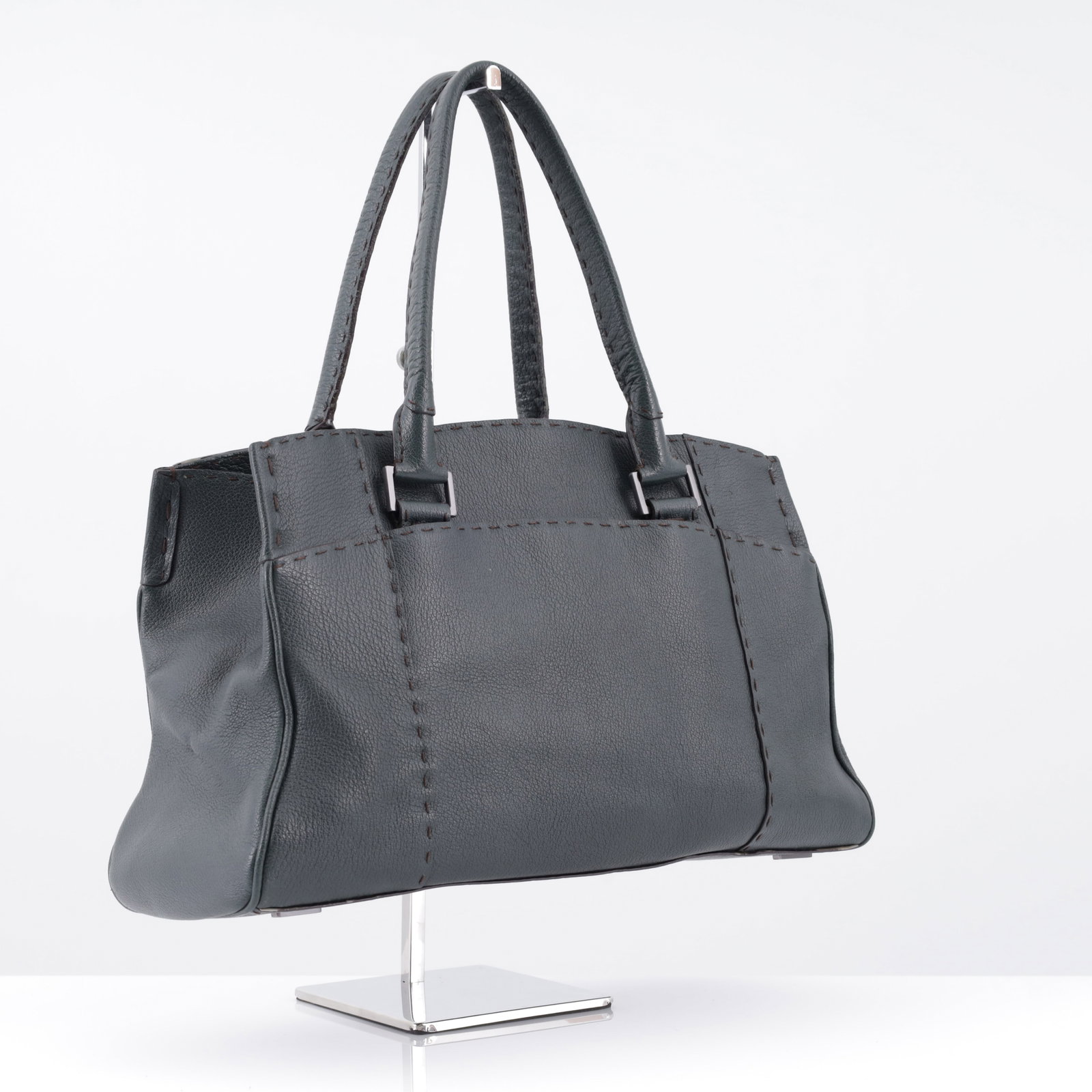 VBH VIA First-Edition Handbag: Artist/Designer/Manufacturer: VBH (Italy) Marking(s); notes: VBH plaque, marking(s); ed. 43/300 Materials: leather, suede, dark-tone metal hardware Dimensions (H, W, D)