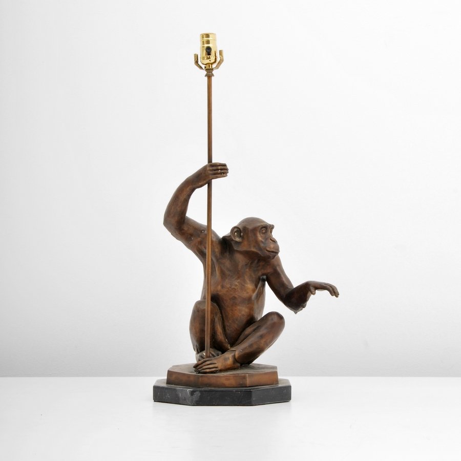 Bronze & Marble Monkey Lamp