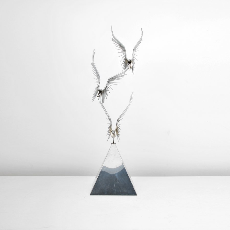 Large Curtis Jere "Eagle" Sculpture: Designer & Manufacturer: Curtis Jere; Artisan House Markings: none Country of Origin & Materials: USA; chromed metal Additional Information & Circa: Large "Eagle" sculpture by Curtis Jere. (Keyword Se
