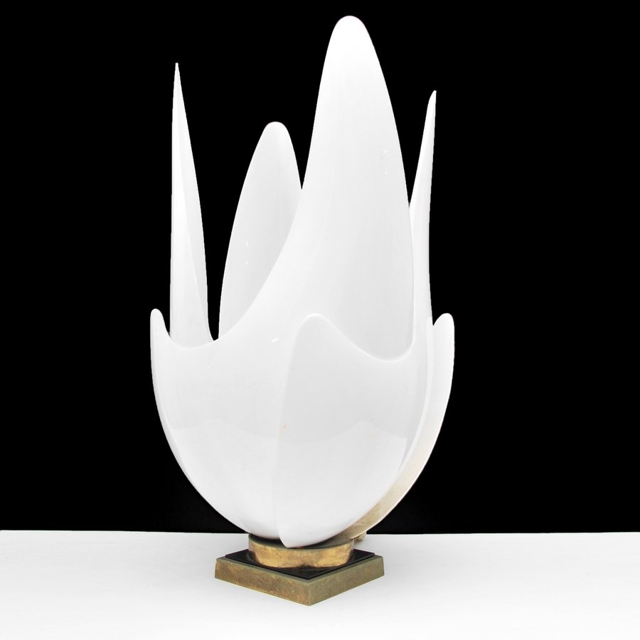 Large Rougier "Tulip" Lamp: Designer & Manufacturer: Rougier Markings: marked Country of Origin & Materials: Canada; plastic, metal Additional Information & Circa: Large "Tulip" lamp by Rougier. (Keyword Search: James Mont, Serg