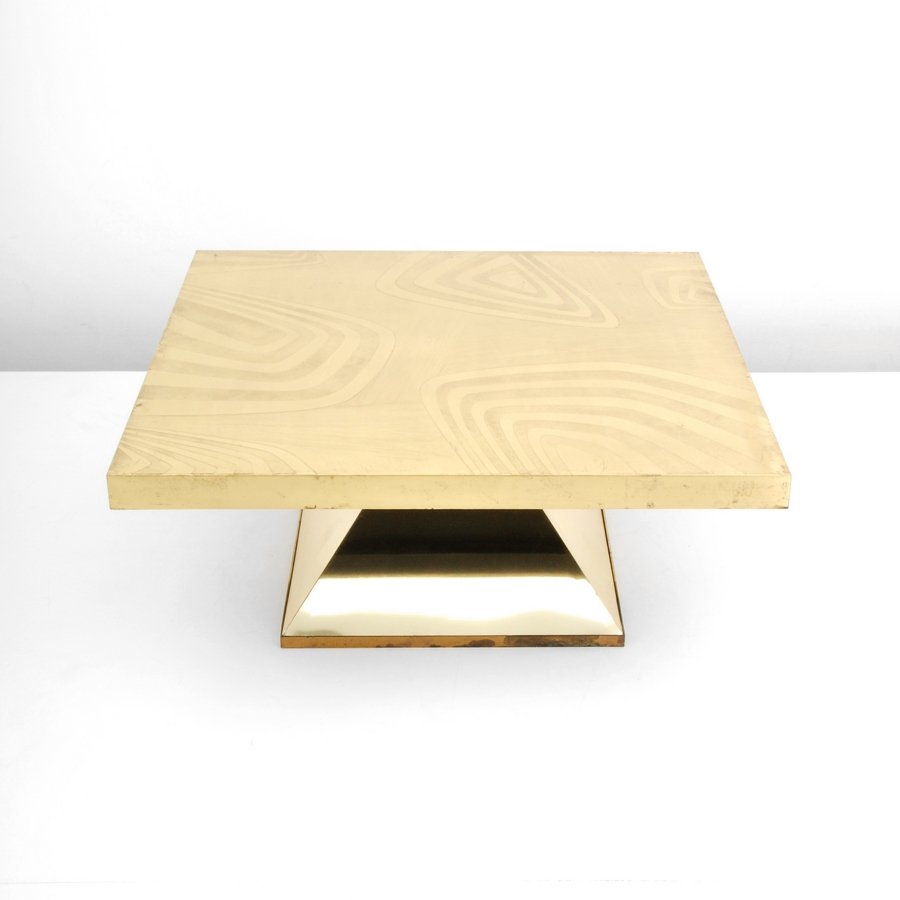 Willy Daro Cocktail Table: Designer & Manufacturer: Willy Daro Markings: marked Country of Origin & Materials: France; brass Additional Information & Circa: Etched cocktail table by Willy Daro. (Keyword Search: Willy Daro, Ado