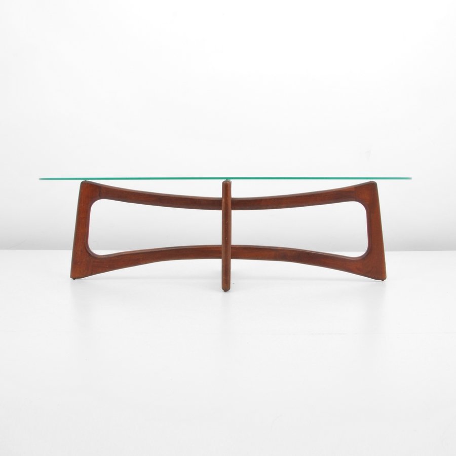 Adrian Pearsall "Ribbon" Cocktail Table: Designer & Manufacturer: Adrian Pearsall; Craft Associates Markings: none Country of Origin & Materials: USA; wood, glass Additional Information & Circa: "Ribbon" cocktail table by Adrian Pearsall. (K