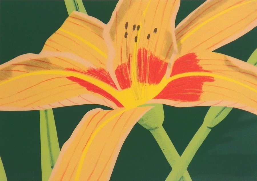 Alex Katz "Day Lily 1" Lithograph: Designer & Manufacturer: Alex Katz Markings: signed; e. 89/90; 1969 per gallery label Country of Origin & Materials: American; lithograph Additional Information & Circa: "Day Lily 1" lithograph in six