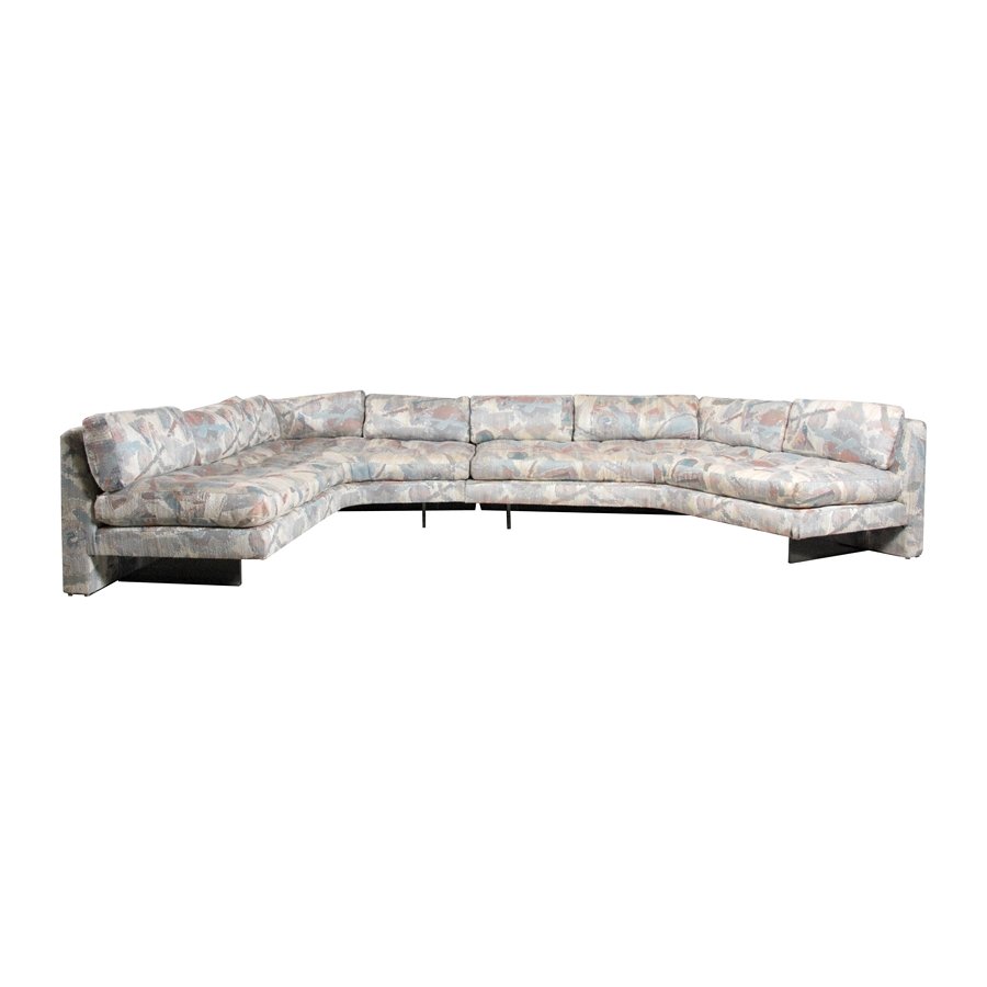 Vladimir Kagan "Omnibus" Sectional Sofa: Designer & Manufacturer: Vladimir Kagan; Vladimir Kagan Designs, Inc. Markings: none Country of Origin & Materials: USA; lucite, upholstery Additional Information & Circa: "Omnibus" two-piece sofa by