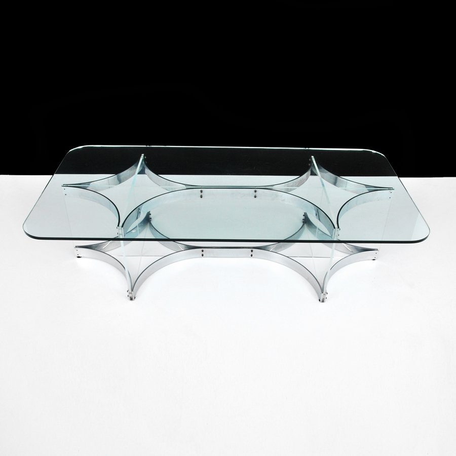 Alessandro Albrizzi Cocktail Table: Designer & Manufacturer: Alessandro Albrizzi Markings: none Country of Origin & Materials: Italy; chromed metal, glass, acrylic Additional Information & Circa: Cocktail table by Alessandro Albrizzi. (