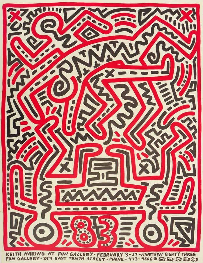 Keith Haring "Fun Gallery" Original Gallery Poster: Designer & Manufacturer: Keith Haring Country of Origin & Materials: American; silk screen Additional Information & Circa: "Fun Gallery" original gallery exhibition poster by Keith Haring (1958-1990).