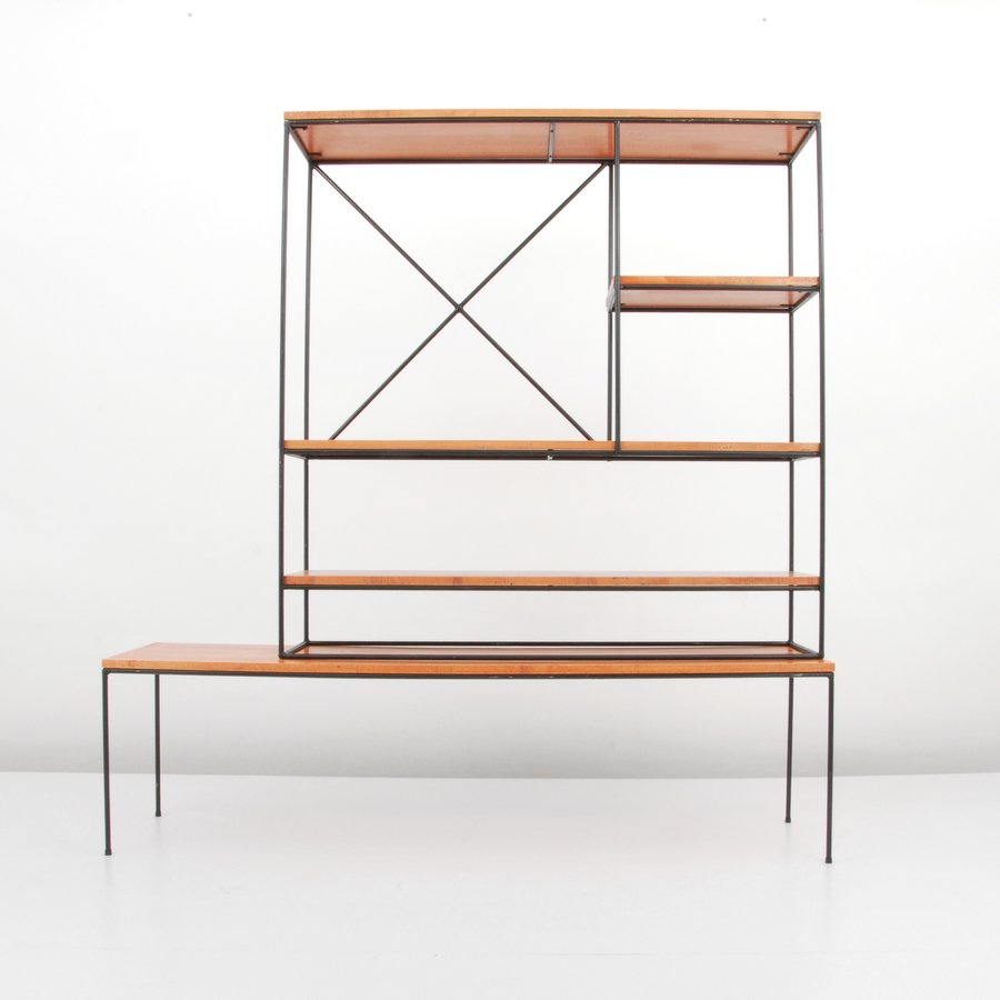 Paul McCobb Shelving Unit/Table: Designer & Manufacturer: Paul McCobb; Winchendon Markings: none Country of Origin & Materials: USA; wood, metal Additional Information & Circa: Two-piece "Planner Group" shelving unit/table by Paul Mc