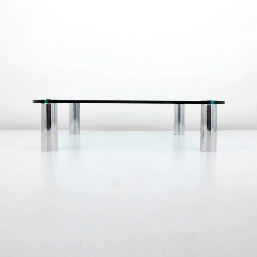 Large Cocktail Table, Attributed to Pace Collection: Designer & Manufacturer: Pace Collection, Attributed Markings: none Country of Origin & Materials: Italy; chromed metal, glass Additional Information & Circa: Large cocktail table with chromed metal l