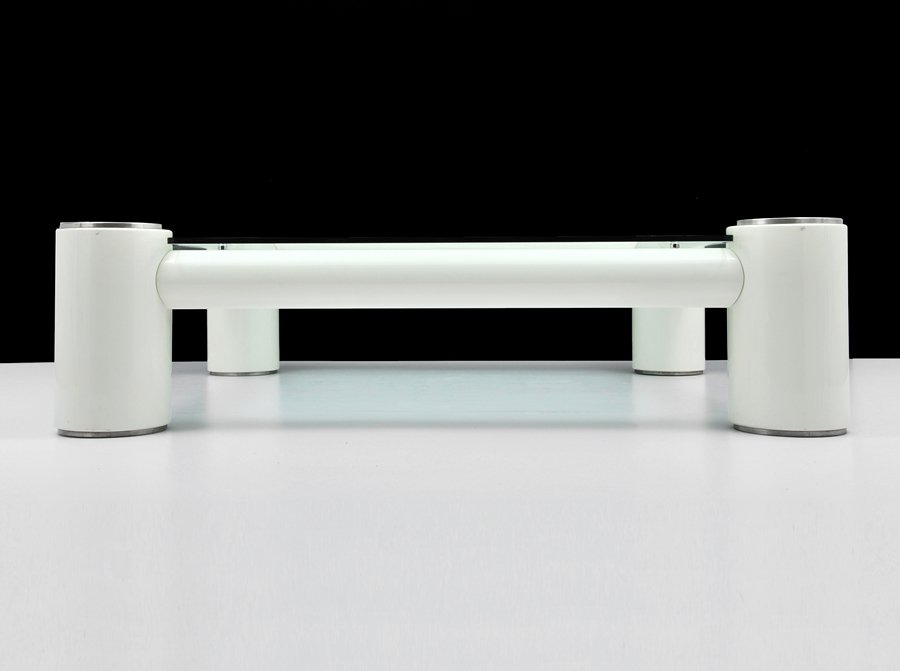 Large Italian Cocktail Table, Manner of Brueton: Designer & Manufacturer: Brueton, Manner of Markings: none Country of Origin & Materials: Italy; chromed metal, glass, other Additional Information & Circa: Large Italian cocktail table in the manner