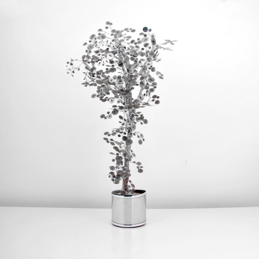 Tall Curtis Jere Tree Sculpture: Designer & Manufacturer: Curtis Jere; Artisan House Markings: none Country of Origin & Materials: USA; metal, other Additional Information & Circa: Large tree form sculpture by Curtis Jere. (Key Word 