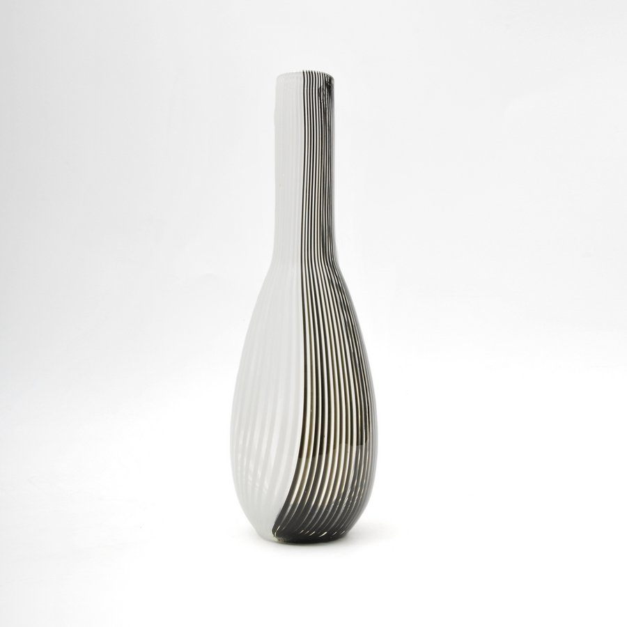 Tall Murano Vase, Manner of Carlo Scarpa: Designer & Manufacturer: Carlo Scarpa, Manner of Markings: none Country of Origin & Materials: Italy; glass Additional Information & Circa: Tall vase in the manner of Carlo Scarpa, Murano, Italy. (Key
