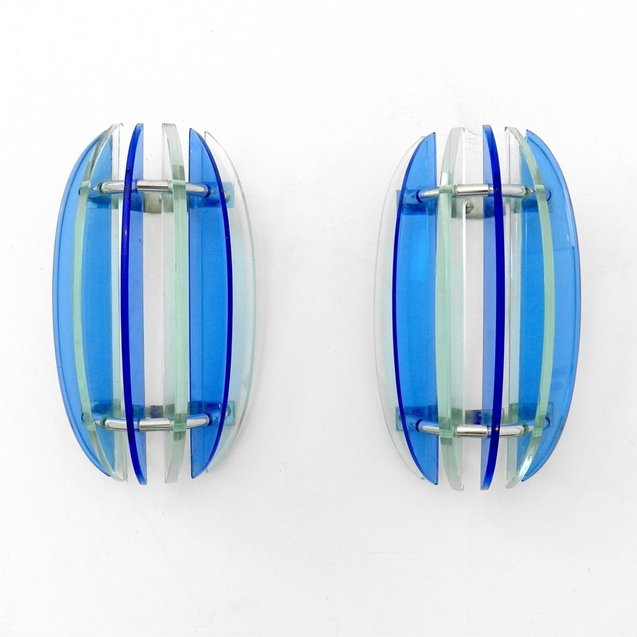 Pair of Sconces, Attributed to Fontana Arte: Designer & Manufacturer: Fontana Arte, Attributed Markings: none Country of Origin & Materials: Italy; glass, metal Additional Information & Circa: Pair of sconces attributed to Fontana Arte, Murano,