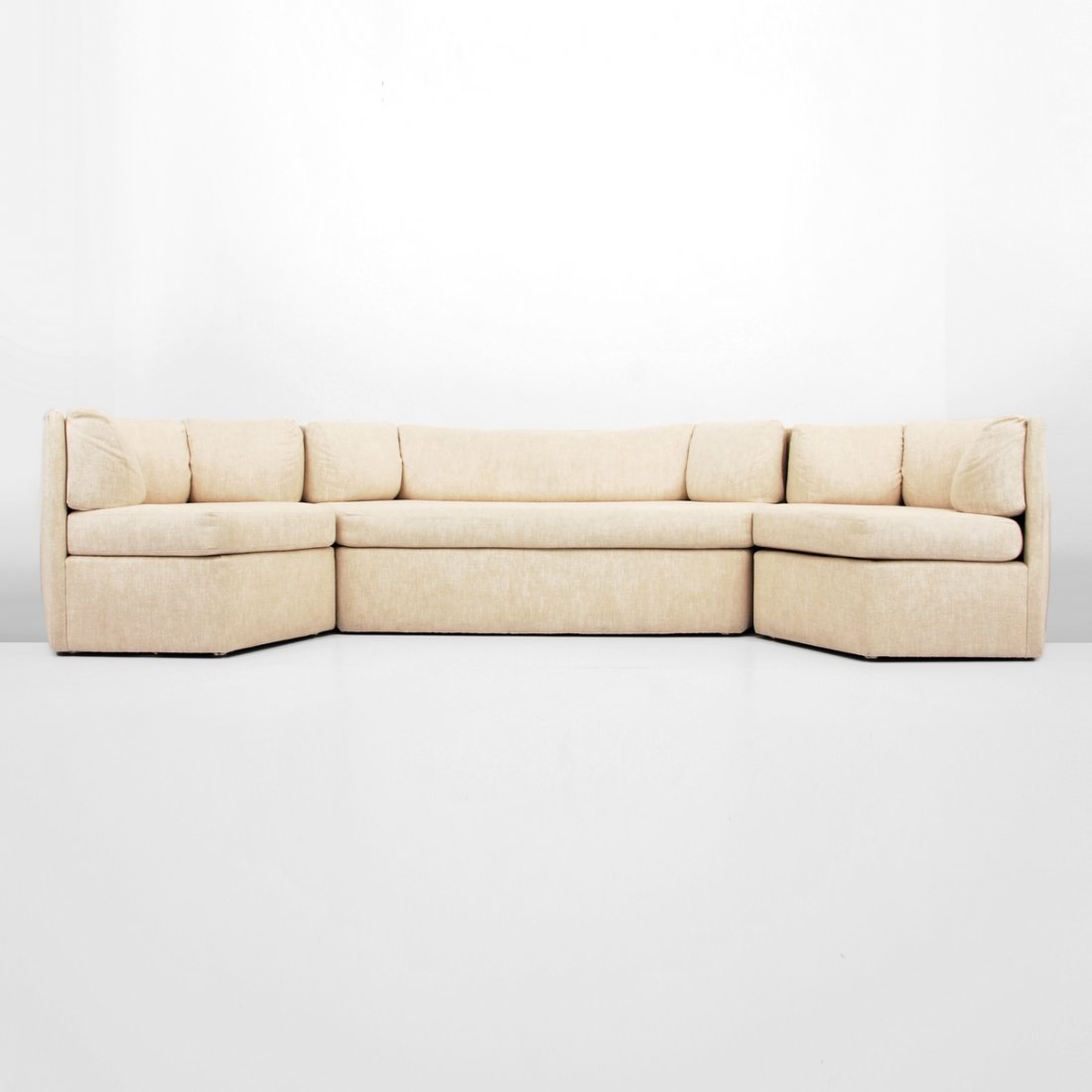 Thayer Coggin Sofa, Lounge Chairs, Side Tables: Designer & Manufacturer: Thayer Coggin Markings: marked Country of Origin & Materials: USA; upholstery, acrylic Additional Information & Circa: Sofa, lounge chairs and pair of side tables by Thayer Co