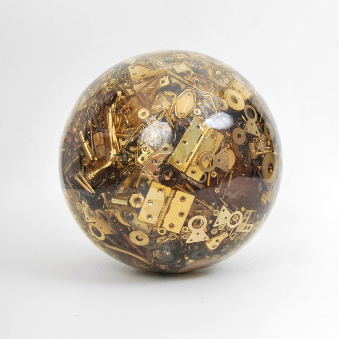 Large Sculpture, Manner of Arman: Designer & Manufacturer: Arman, Manner of Markings: none Country of Origin & Materials: unknown; metal, acrylic Additional Information & Circa: Large sculpture with suspended metal hardware in the man