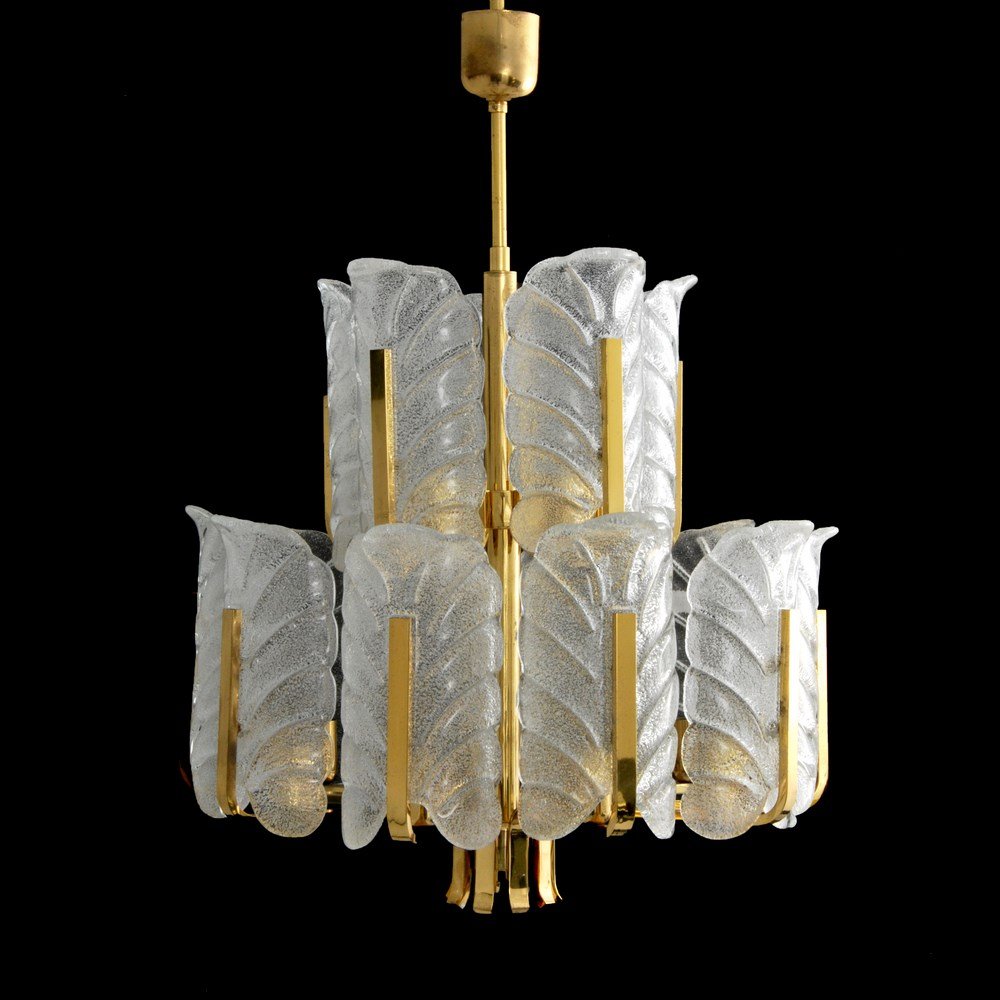 Carl Fagerlund for Orrefors Chandelier: Designer & Manufacturer: Carl Fagerlund; Orrefors Markings: none Country of Origin & Materials: Sweden; glass, metal Additional Information & Circa: Multi-tiered glass chandelier by Carl Fagerlund for
