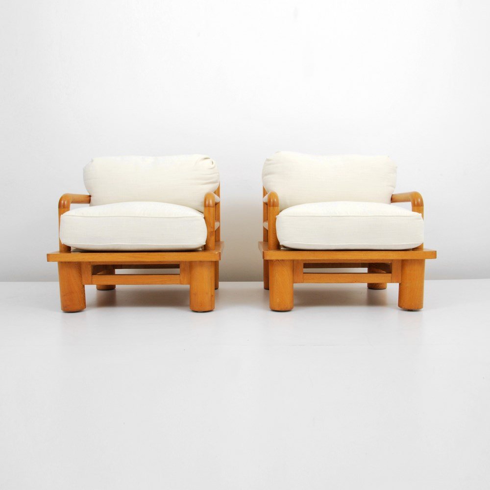 Pair of Karl Springer "Dowel Wood" Lounge Chairs