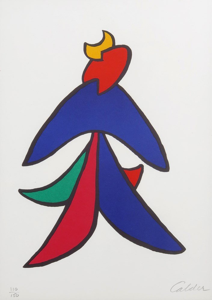 Alexander Calder Lithograph: Designer & Manufacturer: Alexander Calder Markings: signed; e. 110/150 Country of Origin & Materials: American; paper Additional Information & Circa: Lithograph by Alexander Calder (1898-1976). Althou