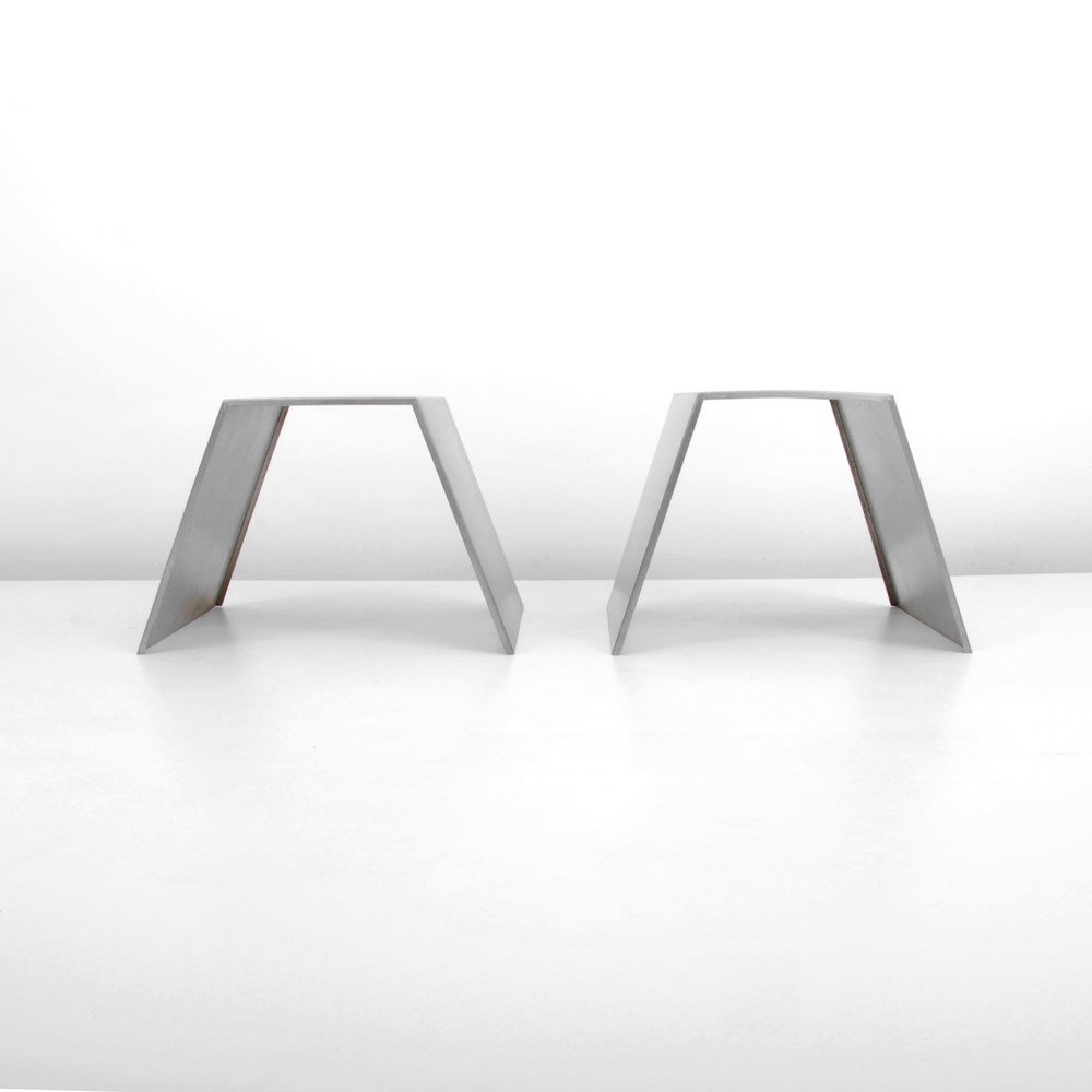 Pair of Kappa End/Side Tables: Designer & Manufacturer: Kappa Markings: none Country of Origin & Materials: France; stainless steel Additional Information & Circa: Pair of side/end tables by Kappa. (Key Word Search: Paul Mayen, Mil