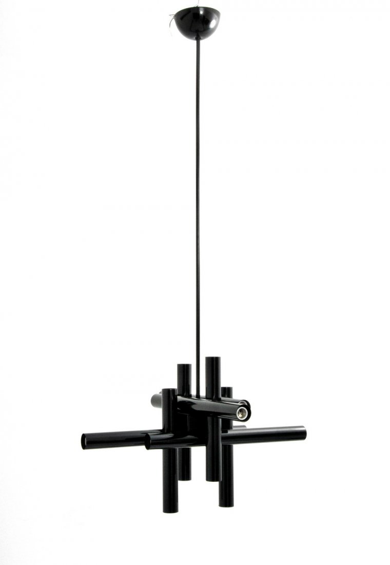 Chandelier in the Manner of Robert Sonneman: Designer & Manufacturer: Robert Sonneman, Manner of Markings: none Country of Origin & Materials: unknown; metal Additional Information & Circa: Chandelier in the manner of Robert Sonneman. (Key Word