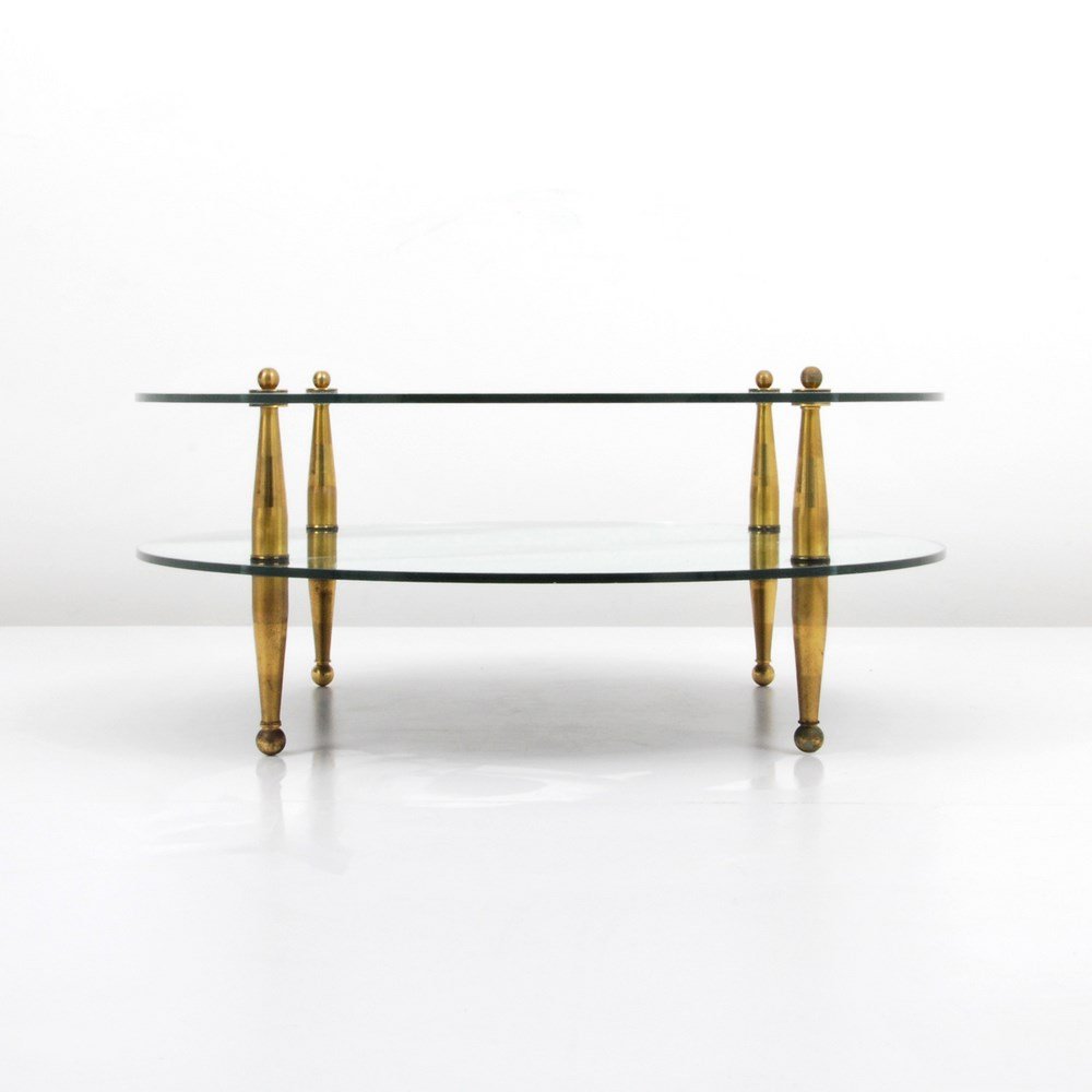 Cocktail Table Attributed to Arturo Pani: Designer & Manufacturer: Arturo Pani, Attributed Markings: none Country of Origin & Materials: Mexico; gilded bronze, gilded iron, 1/2" glass (one mirrored, one carved) Additional Information & Circa: