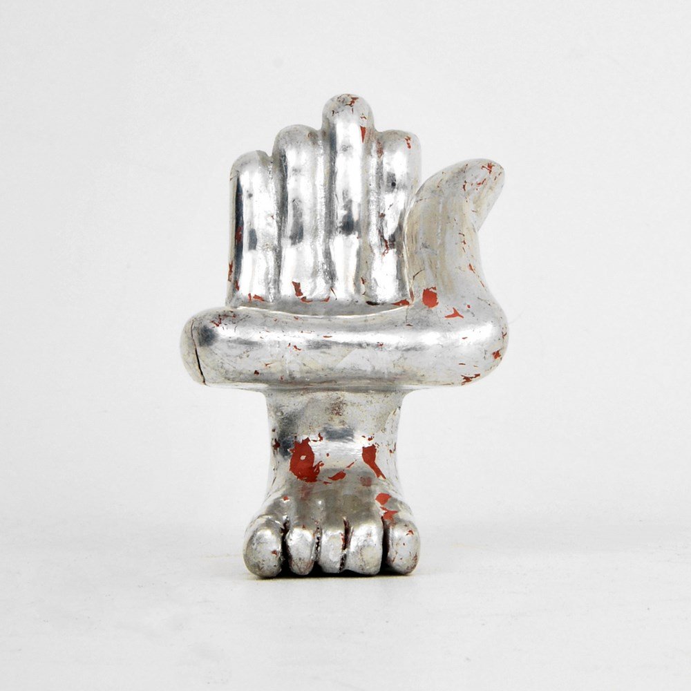 Pedro Friedeberg Sculpture, Original Work: Designer & Manufacturer: Pedro Friedeberg Markings: signed Country of Origin & Materials: Mexican; silvered wood Additional Information & Circa: Carved and silvered sculpture by Pedro Friedeberg (b. 1