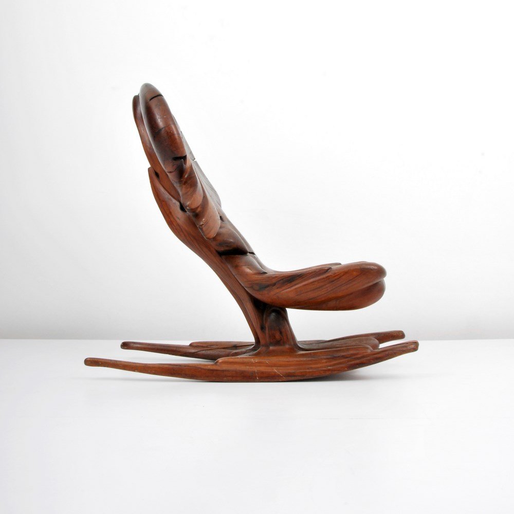 Large American Studio Movement Rocker: Markings: none Country of Origin & Materials: USA; wood Additional Information & Circa: Large American studio/craft movement rocker. (Key Word Search: George Nakashima, Isamu Noguchi, Craft Studio, Pa