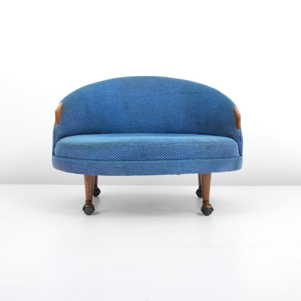 Adrian Pearsall Wheeled Lounge Chair: Designer & Manufacturer: Adrian Pearsall; Craft Associates Markings: none Country of Origin & Materials: USA; wood, upholstery, metal Additional Information & Circa: Large wheeled lounge chair by Adri