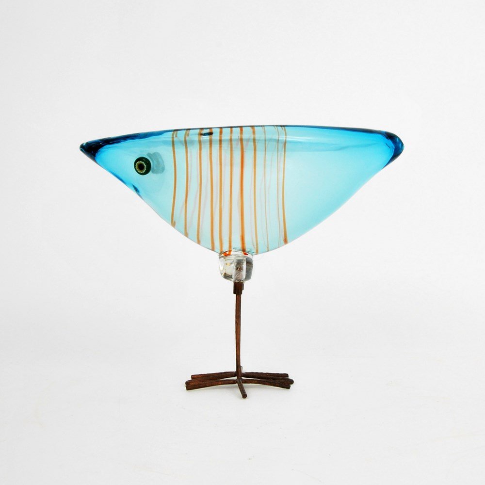 Alessandro Pianon "Pulcini": Designer & Manufacturer: Alessandro Pianon; Vistosi Markings: none Country of Origin & Materials: Italy; glass, copper Additional Information & Circa: Pulcini bird sculpture by Alessandro Pianon. (Key