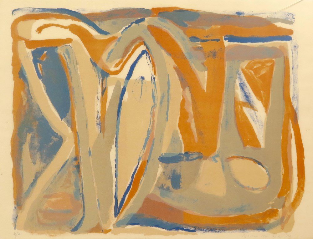 Bram Van Velde "Composition" Lithograph: Designer & Manufacturer: Bram Van Velde Markings: signed; e. 39/70; 1968 Country of Origin & Materials: Dutch; lithograph on Arches paper Additional Information & Circa: "Composition" lithograph in fo