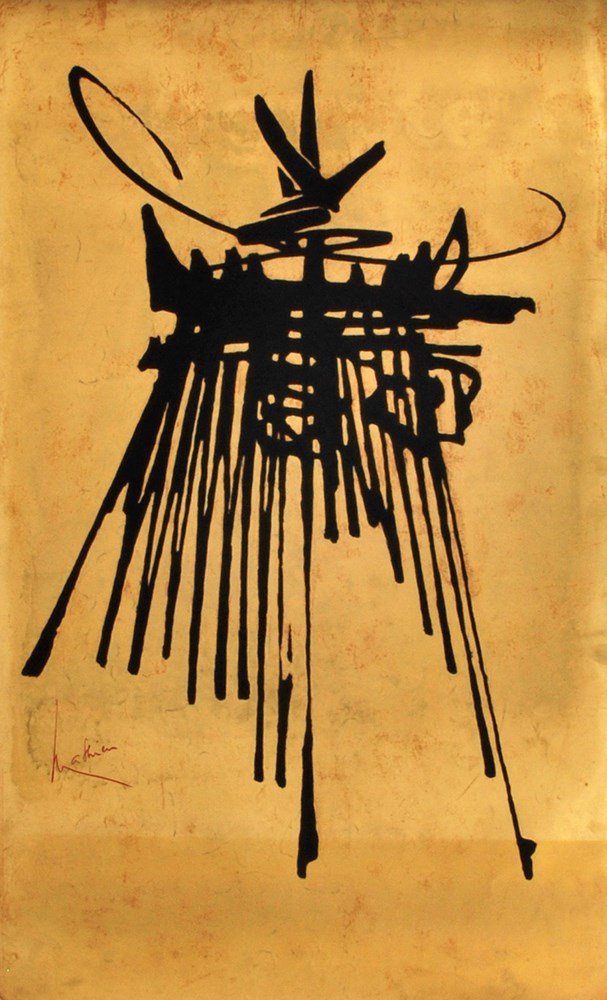 Georges Mathieu "Germany" Lithograph: Designer & Manufacturer: Georges Mathieu Markings: e.500; 1968 Country of Origin & Materials: French; lithograph Additional Information & Circa: "Germany" lithograph for Air France by Georges Mathieu