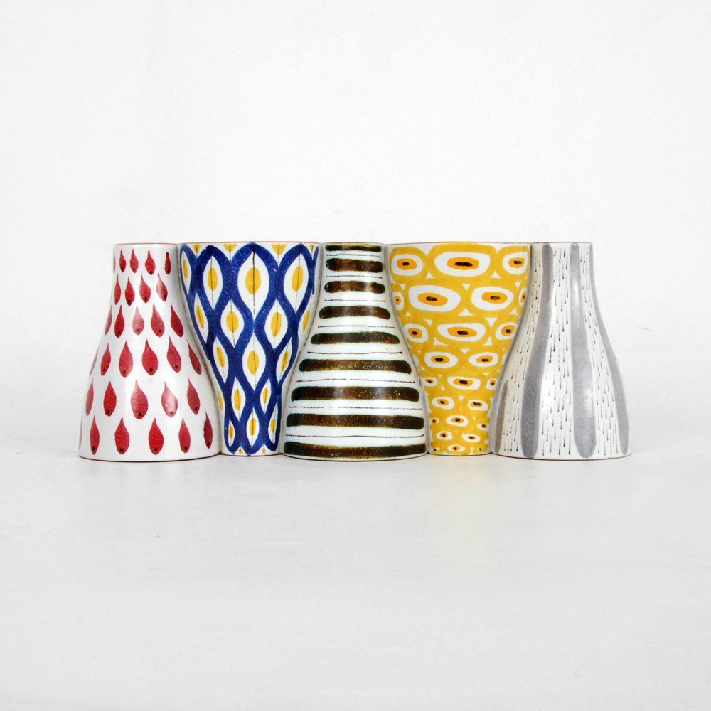 Stig Lindberg "Snurran" Vase/Candlestick: Designer & Manufacturer: Stig Lindberg Markings: marked Country of Origin & Materials: Sweden; ceramic Additional Information & Circa: Ceramic vase/candlestick by Stig Lindberg. (Keyword Search: Claud