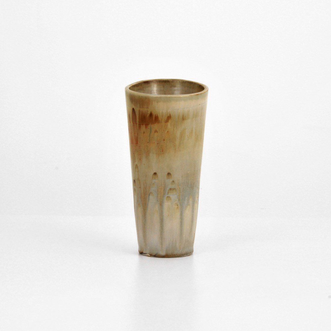 Carl-Harry Stålhane Studio Vase/Vessel: Designer & Manufacturer: Carl-Harry Stålhane; Rorstrand Markings: marked Country of Origin & Materials: Sweden; glazed stoneware, metal Additional Information & Circa: Studio vase by Carl-Harry Stål