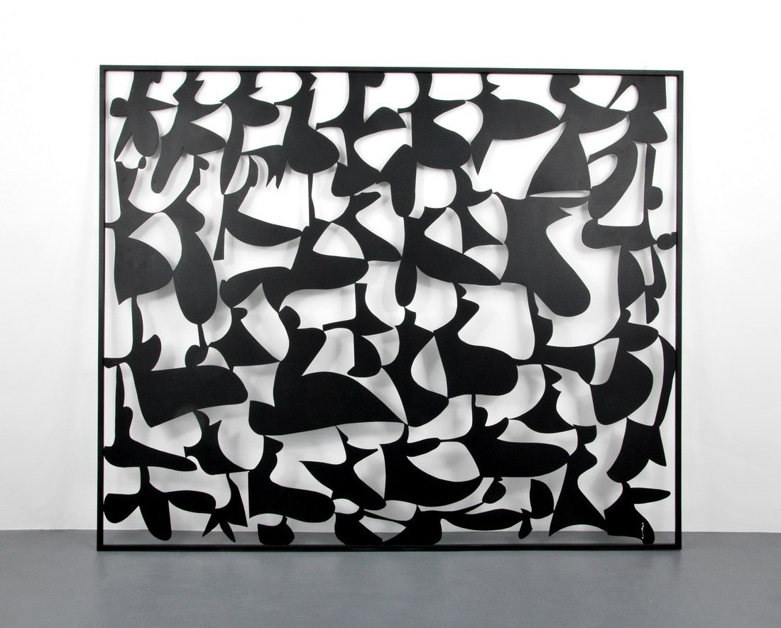 Large Ernest Trova Screen, Commissioned Piece: Designer & Manufacturer: Ernest Trova Markings: marked Country of Origin & Materials: American; metal Additional Information & Circa: Fine and rare sculptural screen/room divider by Ernest Trova. The