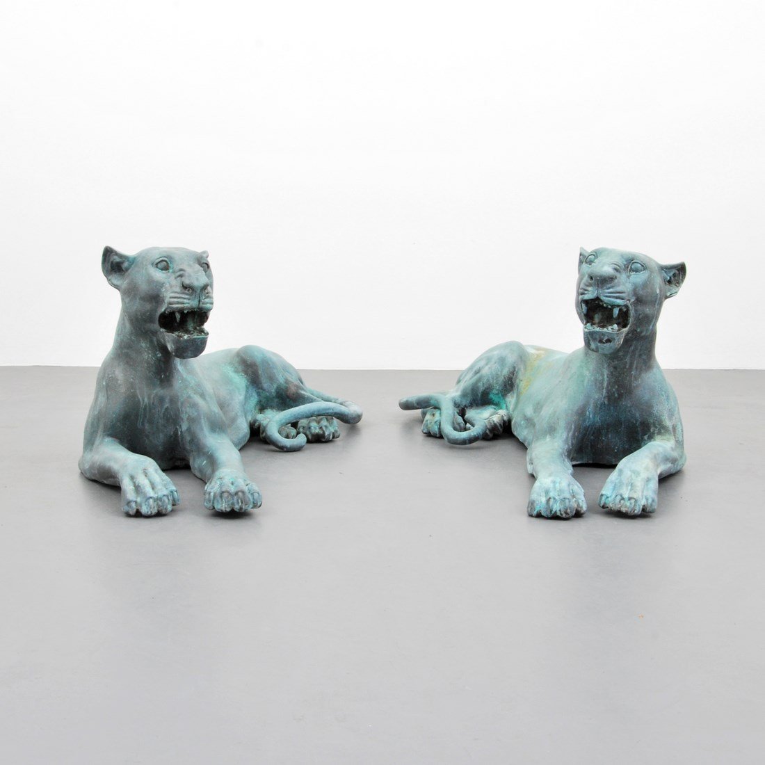 Life-Size Charles Valton Bronze Panthers: Designer & Manufacturer: Charles Valton Markings: signed Country of Origin & Materials: French; bronze, zinc Additional Information & Circa: Pair of life-size reclining bronze and zinc panther sculptu