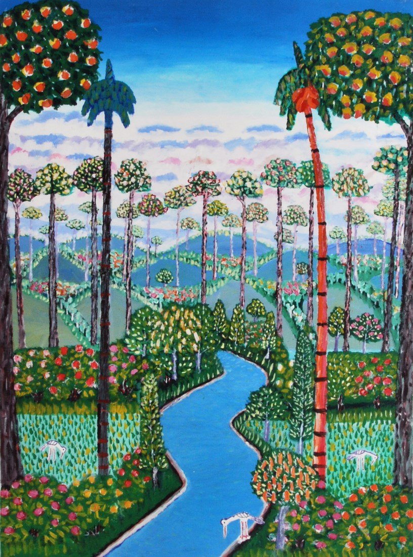 Justo Susana Painting, Original Work: Designer & Manufacturer: Justo Susana Markings: signed Country of Origin & Materials: Dominican; canvas Additional Information & Circa: Painting by Justo Susana (b. 1918-2001). Dimensions: 40"h, 30"