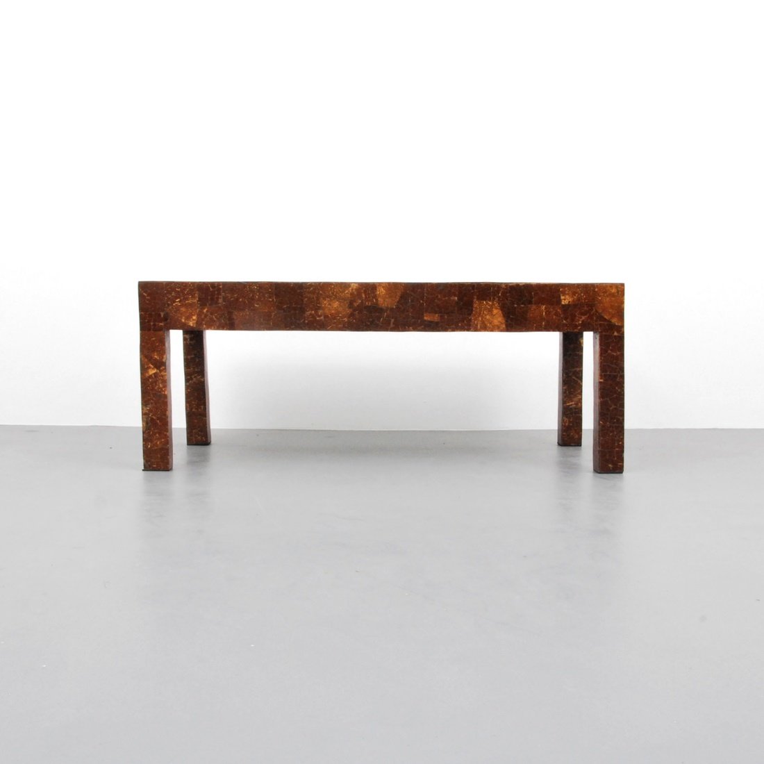 Coffee Table, Manner of Karl Springer: Designer & Manufacturer: Karl Springer, Manner of Markings: none Country of Origin & Materials: unknown; coconut shell?, wood Additional Information & Circa: Cocktail table in the manner of Karl Sprin