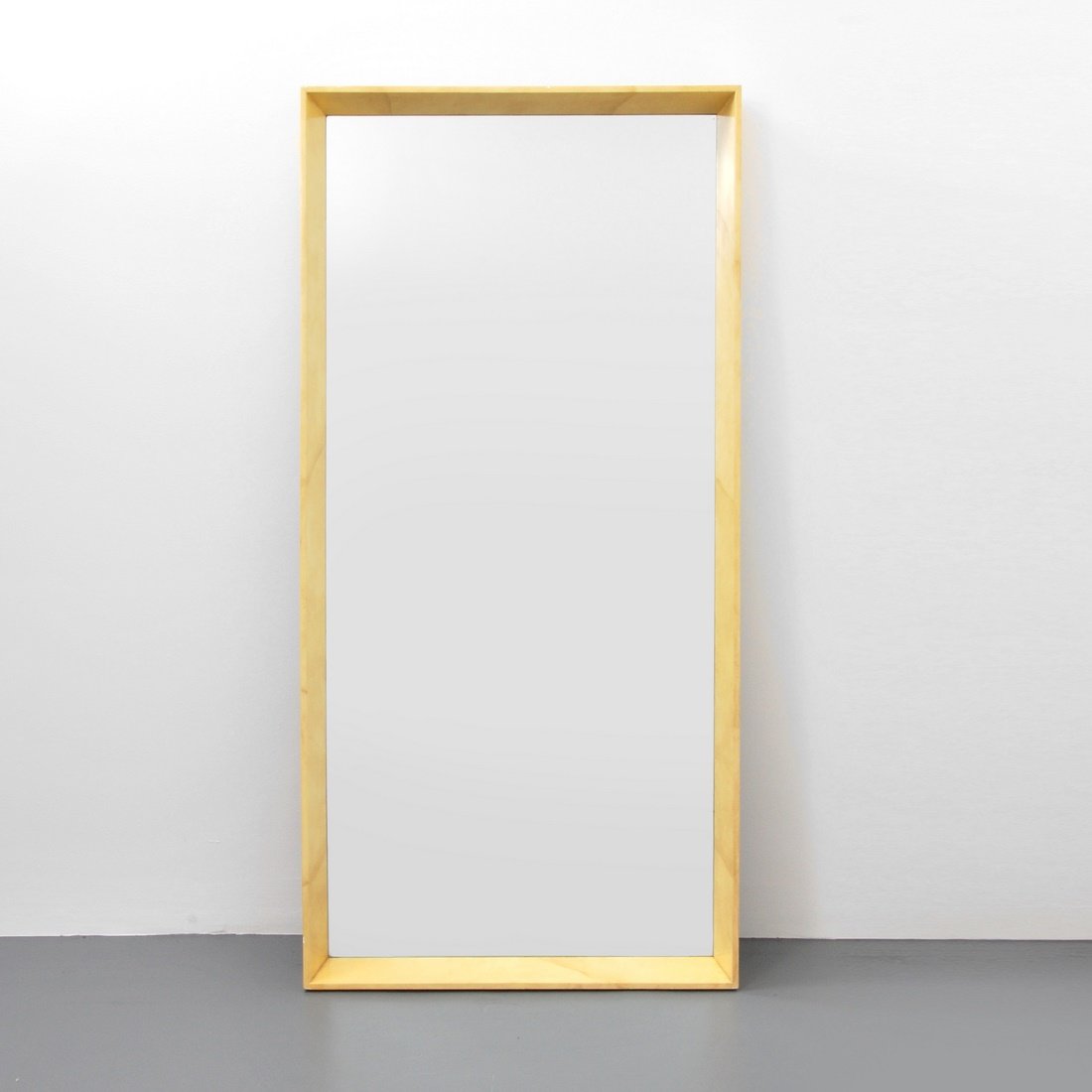 Large Gilbert Rohde Parchment Mirror: Designer & Manufacturer: Gilbert Rohde; Herman Miller Markings: marked Country of Origin & Materials: USA; parchment, wood, mirror Additional Information & Circa: Large parchment mirror by Gilbert Roh