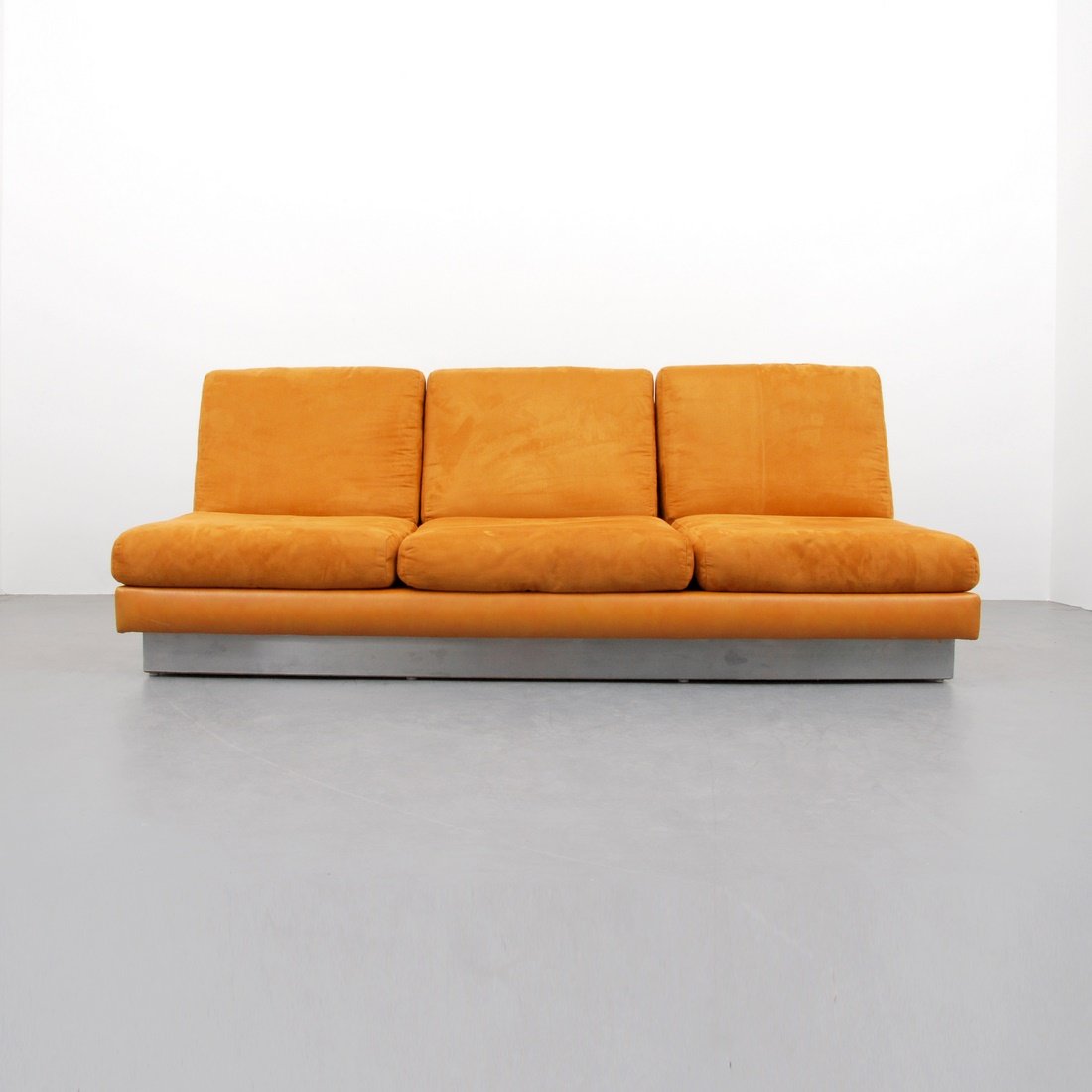 Willy Rizzo 'C-3' Sofa: Designer & Manufacturer: Willy Rizzo Markings: none Country of Origin & Materials: Italy; steel, upholstery Additional Information & Circa: Sofa 'C3' by Willy Rizzo. Reference: Willy Rizzo advertiseme