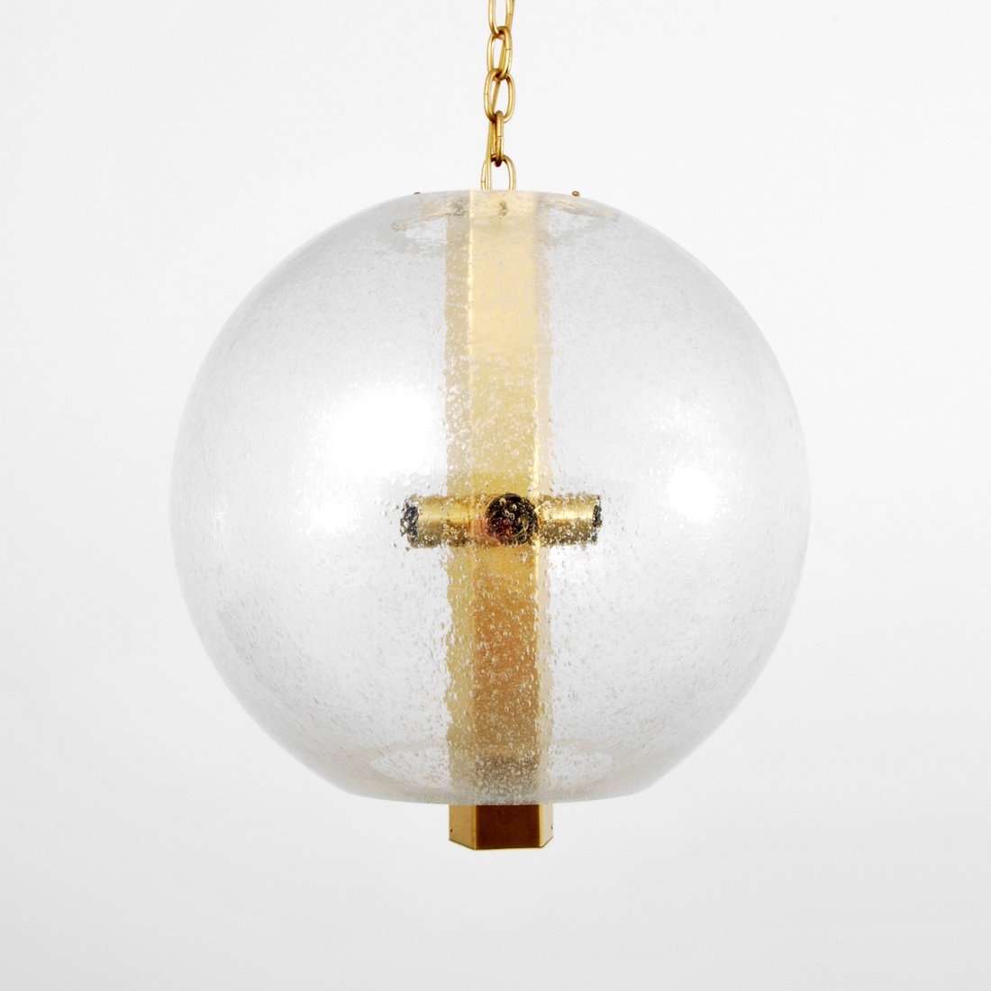 Large Chandelier Attributed to Peter Rockel: Designer & Manufacturer: Peter Rockel, Attributed Markings: none Country of Origin & Materials: Germany; glass, metal Additional Information & Circa: Large chandelier from the dining room of the Feder