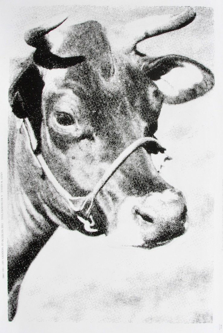 Screenprint 'Cow' by Andy Warhol (After): Designer & Manufacturer: Andy Warhol (after) Markings: marked Country of Origin & Materials: American; paper Additional Information & Circa: Screenprint 'Cow' for 'Andy Warhol: A Retrospective, Museum