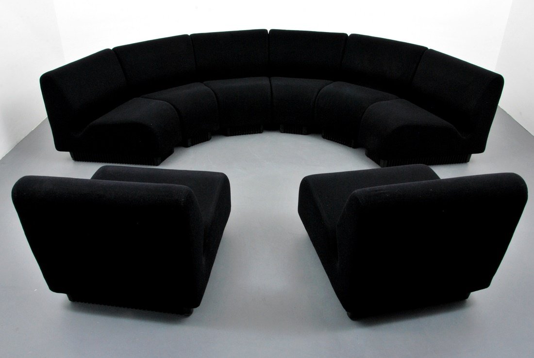 Don Chadwick Sectional Sofa: Designer & Manufacturer: Don Chadwick; Herman Miller Markings: marked Country of Origin & Materials: USA; upholstery, plastic Additional Information & Circa: Eight-piece modular seating system by Don