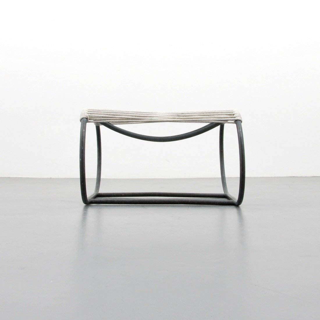 Walter Lamb Ottoman: Designer & Manufacturer: Walter Lamb; Brown Jordan Markings: none Country of Origin & Materials: USA; bronze or copper tubing, roping Additional Information & Circa: Ottoman/foot stool by Walter Lamb.