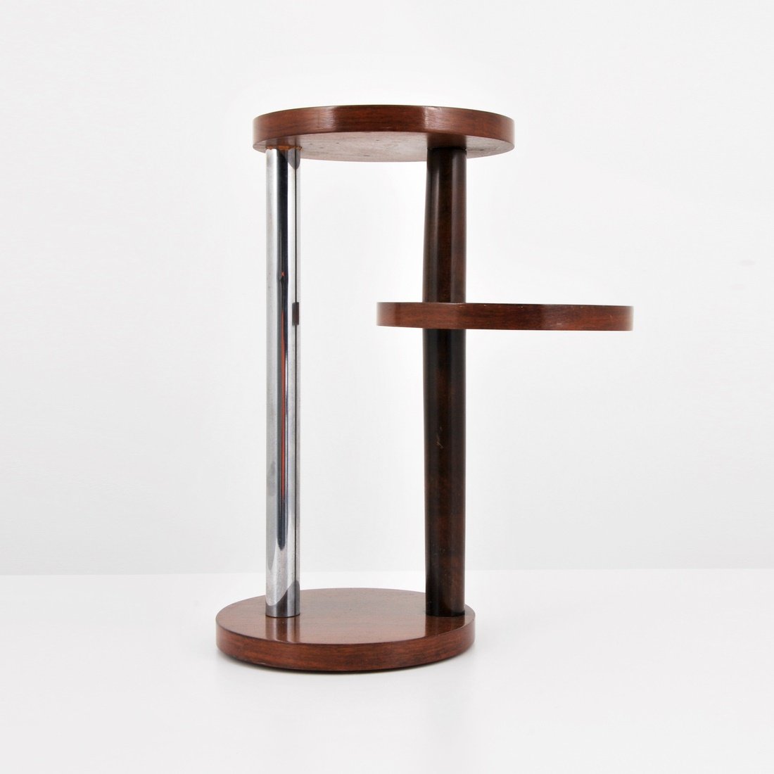 Christian Krass Occasional Table: Designer & Manufacturer: Christian Krass Markings: marked Country of Origin & Materials: France; wood, chromed metal Additional Information & Circa: Art Deco occasional table by Christian Krass. (Key