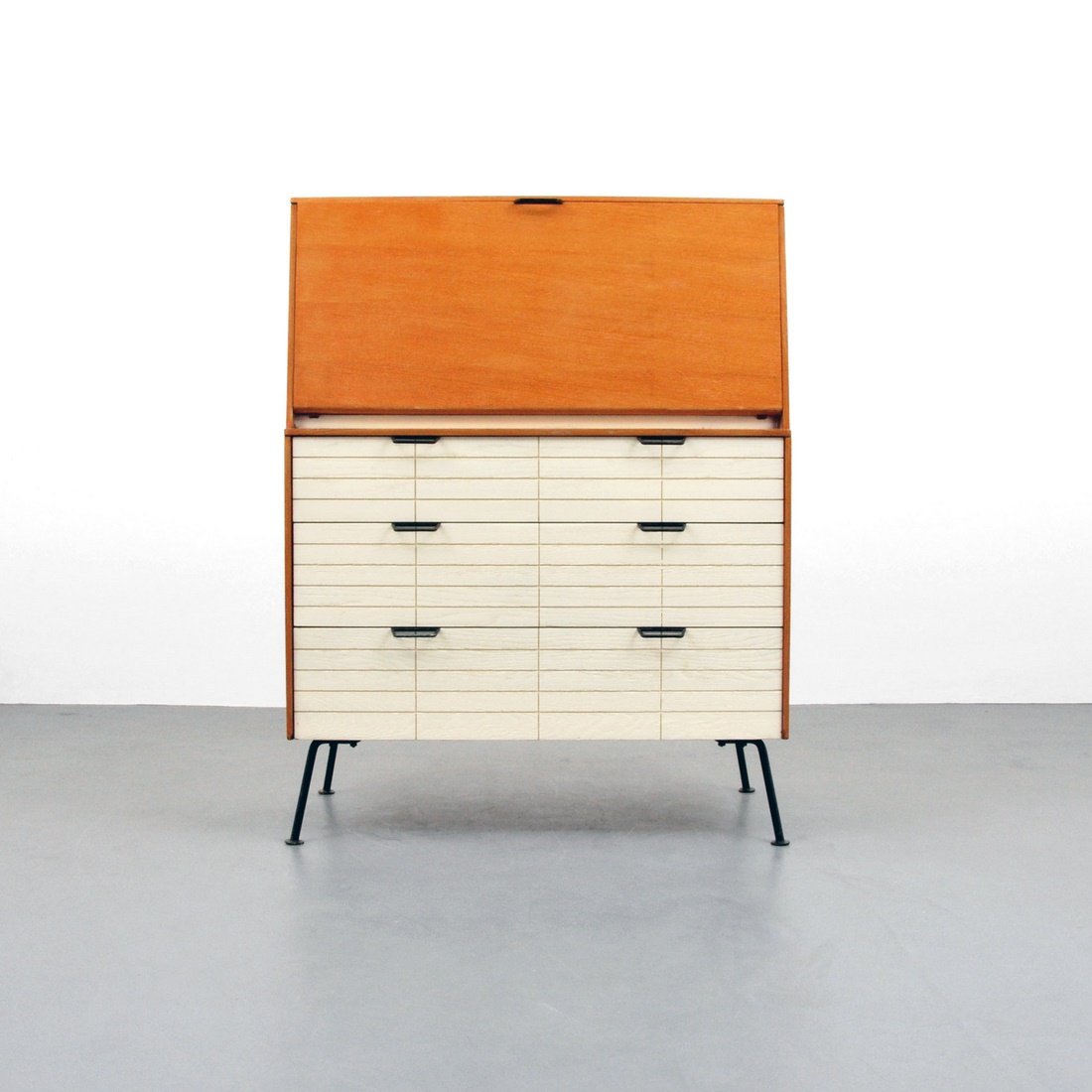 Raymond Loewy Secretary/Desk: Designer & Manufacturer: Raymond Loewy; Mengel Furniture Co. Markings: marked Country of Origin & Materials: USA; wood, metal Additional Information & Circa: Secretary/bureau/dresser with three drawer