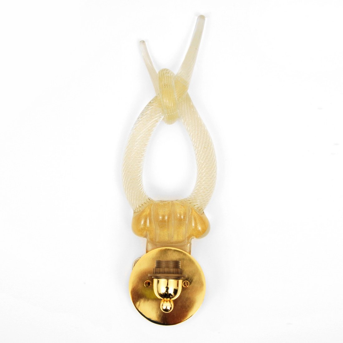 Sconce Attributed to Barovier & Toso: Designer & Manufacturer: Barovier & Toso, Attributed Markings: none Country of Origin & Materials: Italy; brass, glass Additional Information & Circa: Sconce with gold aventurine attributed to Barovie
